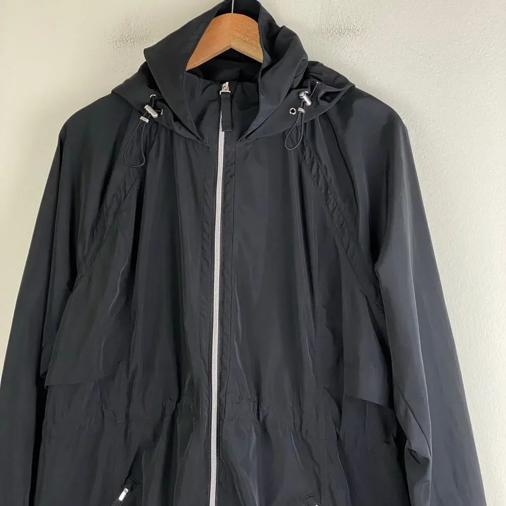 Athleta Rain Drop Jacket Black Anorak Cinch Waist Size L - Picture 6 of 14